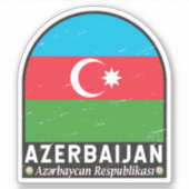 Sticker Emblème du drapeau d'Azerbaïdjan Vintage (Devant)