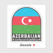 Sticker Emblème du drapeau d'Azerbaïdjan Vintage (Feuille)