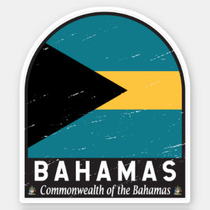 Sticker Emblème du drapeau des Bahamas Vintage