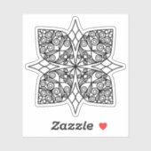 Sticker Emblème Mandala Noir Trèfle (Feuille)