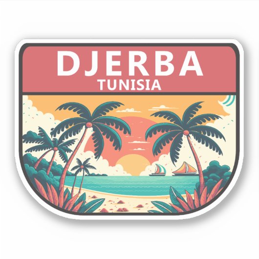Sticker Emblème rétro de Djerba Tunisie (Devant)