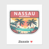 Sticker Emblème rétro de Nassau Bahamas (Feuille)