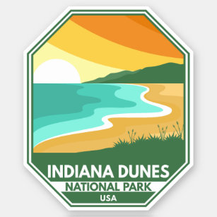 Sticker Emblème rétro minimal du parc national des dunes d