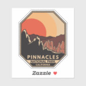 Sticker Emblème rétro minimal du parc national Pinnacles (Feuille)