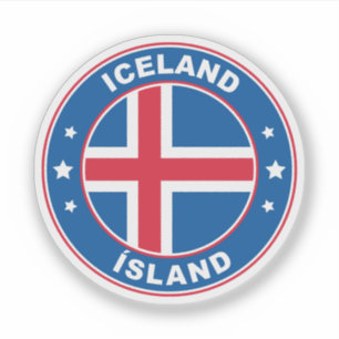 Sticker Emblème rond du drapeau islandais