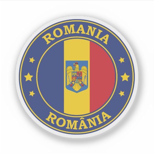 Sticker Emblème rond du drapeau roumain (Devant)