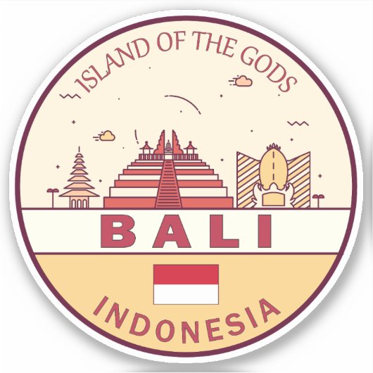 Sticker Emblème Skyline de Bali en Indonésie (Devant)