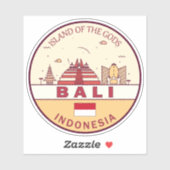 Sticker Emblème Skyline de Bali en Indonésie (Feuille)