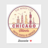 Sticker Emblème Skyline de Chicago Illinois City (Feuille)
