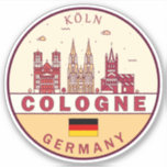 Sticker Emblème Skyline de Cologne Allemagne<br><div class="desc">Design d'art minimaliste et coloré de Cologne avec monuments et monuments de la ville en Allemagne.</div>