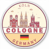 Sticker Emblème Skyline de Cologne Allemagne (Devant)