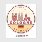 Sticker Emblème Skyline de Cologne Allemagne (Feuille)