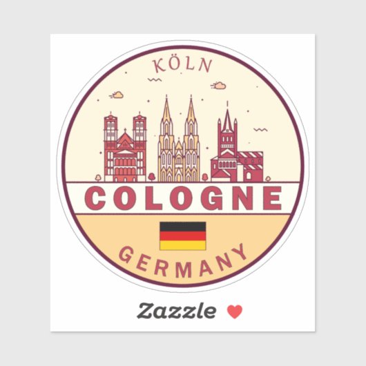 Sticker Emblème Skyline de Cologne Allemagne (Feuille)