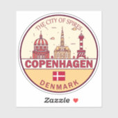 Sticker Emblème Skyline de Copenhague Danemark City (Feuille)