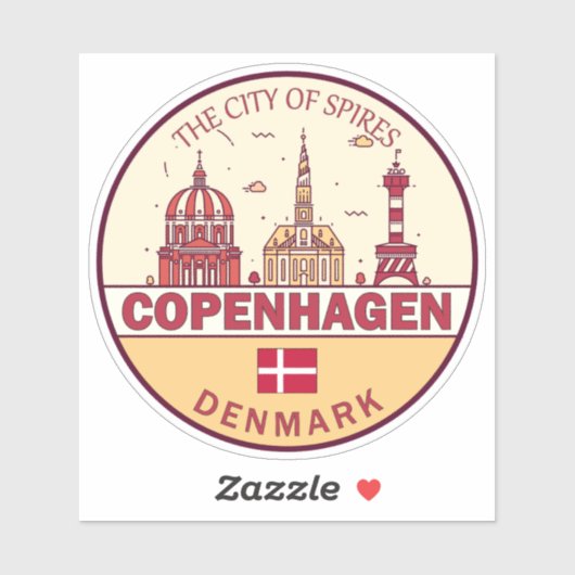Sticker Emblème Skyline de Copenhague Danemark City (Feuille)