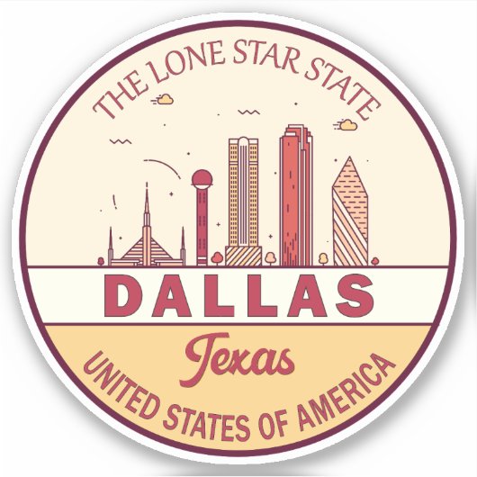 Sticker Emblème Skyline de Dallas Texas City (Devant)