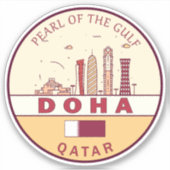 Sticker Emblème Skyline de Doha Qatar (Devant)