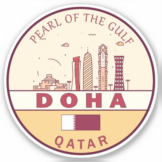 Sticker Emblème Skyline de Doha Qatar (Devant)