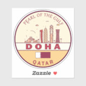 Sticker Emblème Skyline de Doha Qatar (Feuille)