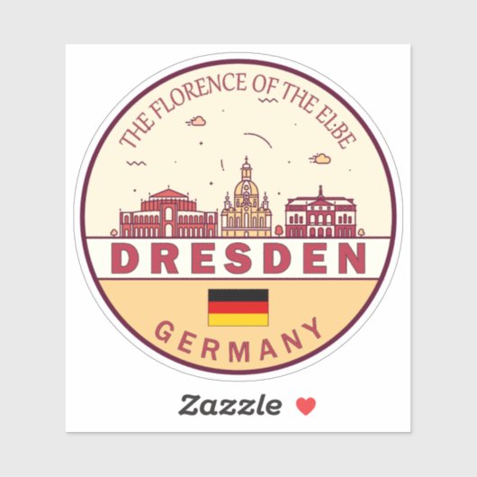 Sticker Emblème Skyline de Dresden Allemagne (Feuille)