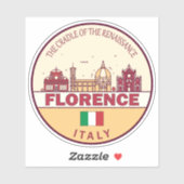 Sticker Emblème Skyline de Florence Italie (Feuille)