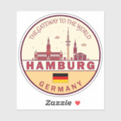 Sticker Emblème Skyline de Hambourg Allemagne (Feuille)