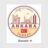 Sticker Emblème Skyline de la ville d'Ankara Turquie (Feuille)