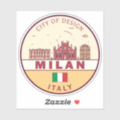Sticker Emblème Skyline de Milan Italie (Feuille)