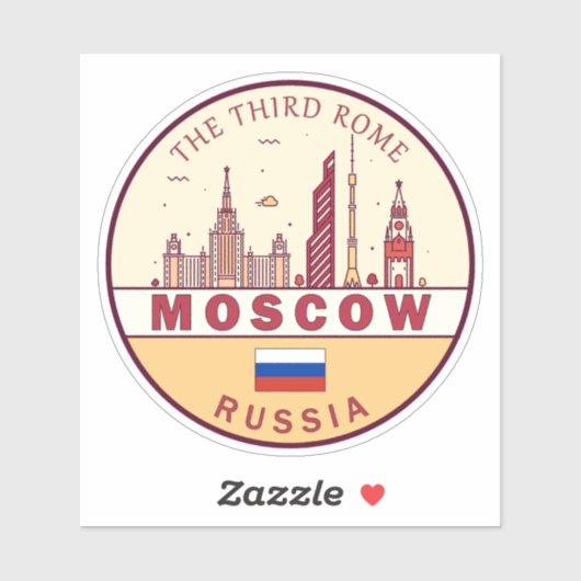Sticker Emblème Skyline de Moscou Russie (Feuille)
