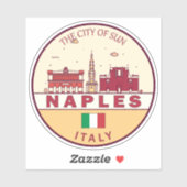 Sticker Emblème Skyline de Naples Italie (Feuille)