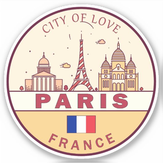 Sticker Emblème Skyline de Paris France (Devant)