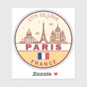 Sticker Emblème Skyline de Paris France (Feuille)
