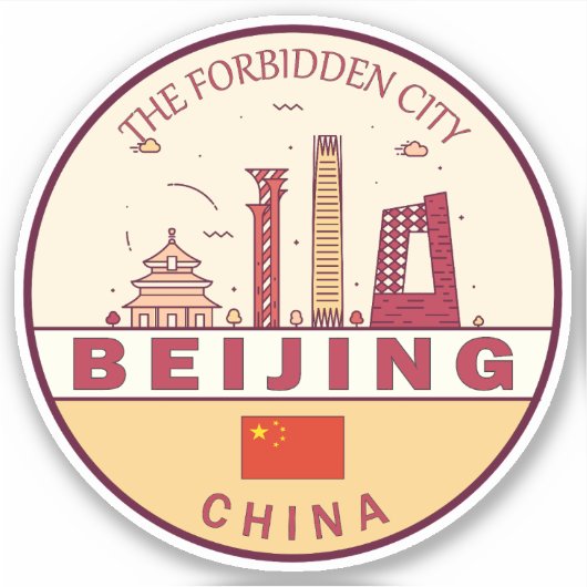 Sticker Emblème Skyline de Pékin Chine (Devant)