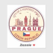 Sticker Emblème Skyline de Prague République tchèque (Feuille)