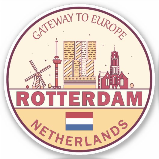 Sticker Emblème Skyline de Rotterdam Pays-Bas City (Devant)