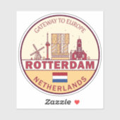 Sticker Emblème Skyline de Rotterdam Pays-Bas City (Feuille)