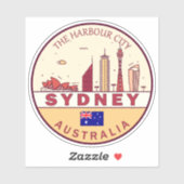 Sticker Emblème Skyline de Sydney Australia City (Feuille)