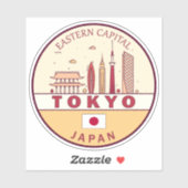 Sticker Emblème Skyline de Tokyo City (Feuille)