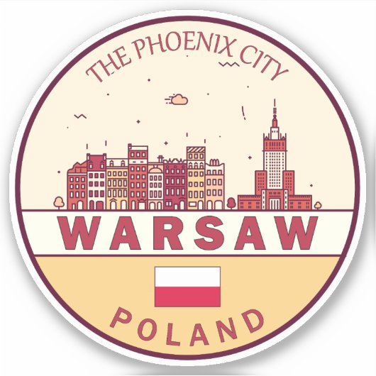 Sticker Emblème Skyline de Varsovie Pologne (Devant)