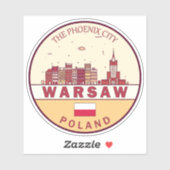 Sticker Emblème Skyline de Varsovie Pologne (Feuille)