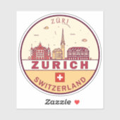 Sticker Emblème Skyline de Zurich Suisse (Feuille)