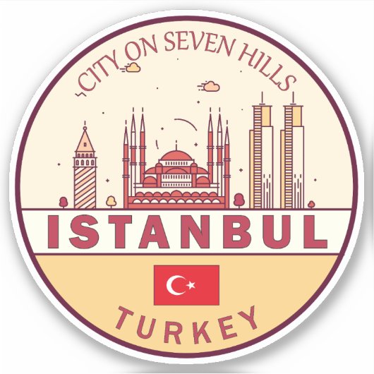 Sticker Emblème Skyline Istanbul Turquie (Devant)
