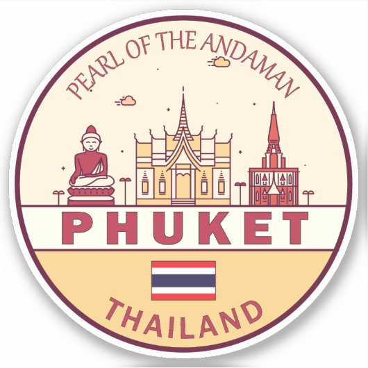 Sticker Emblème Skyline Phuket Thaïlande City (Devant)