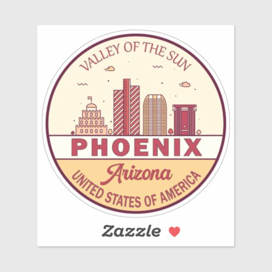 Sticker Emblème Skyline Ville Phoenix Arizona (Feuille)