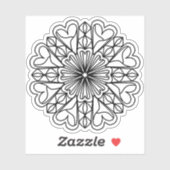 Sticker Emblèmes de cœurs de mandala noir (Feuille)