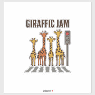 Sticker Embouteillage giraffic Drôle de girafe traversant