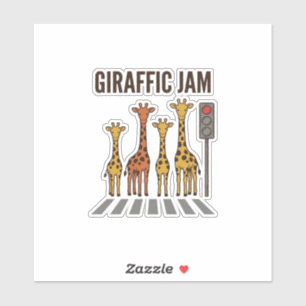 Sticker Embouteillage giraffic Drôle de girafe traversant