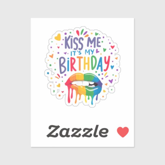 Sticker Embrasse-moi c'est mon anniversaire (Feuille)