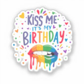 Sticker Embrasse-moi c'est mon anniversaire (Recto)