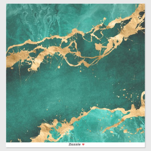 Sticker Emerald Green et Gold abstrait (Feuille)